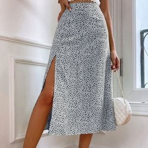 Floral split thigh skirt